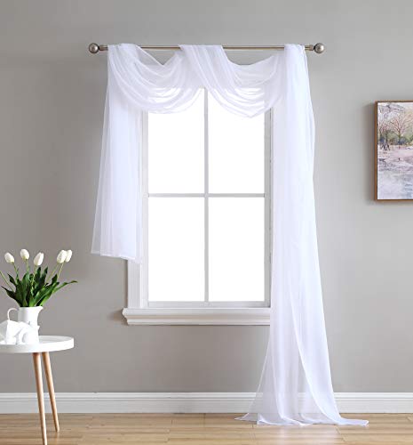 Product Cover HLC.ME White Sheer Window Scarf - Valance - Fully Stitched & Hemmed - 55
