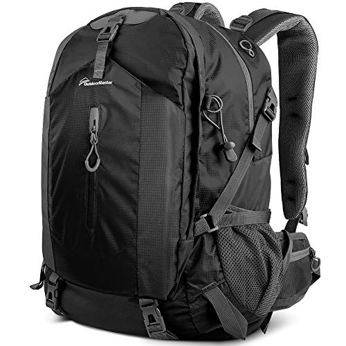 Product Cover OutdoorMaster Hiking Backpack 50L - Weekend Pack w/Waterproof Rain Cover & Laptop Compartment - for Camping, Travel, Hiking (Black/Grey)