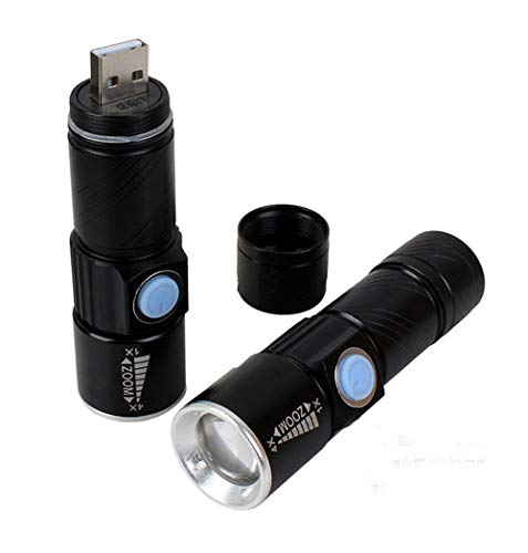 Product Cover Global-store 1PCS Mini LED Flashlight Rechargeable 350 Lumen, Focus Zoom Torch Light with 3 Modes Adjustable for Emergency and Activities EDC