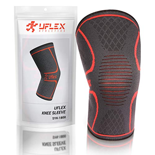 Product Cover UFlex Athletics Knee Compression Sleeve Support for Running, Jogging, Sports - Brace for Joint Pain Relief, Arthritis and Injury Recovery - Single Wrap Size Small
