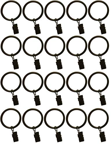 Product Cover TEJATAN 1.5-inch Metal Curtain Rings with Clips and Eyelets (20, Black)