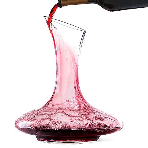 Product Cover Bella Vino Wine Decanter, 100% Lead-Free Hand Blown Crystal Glass, Red Wine Carafe, Wine Aerator with Wide Base,Wine Accessories,Wine Gift, Elegant and Effective Red Wine Carafe (1800ML)