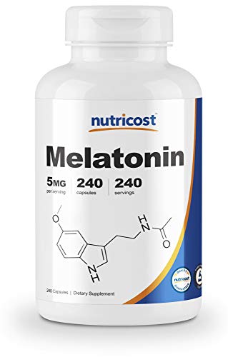Product Cover Nutricost Melatonin 5mg, 240 Capsules - Regulate Sleeping Cycle, Non-GMO, Gluten Free