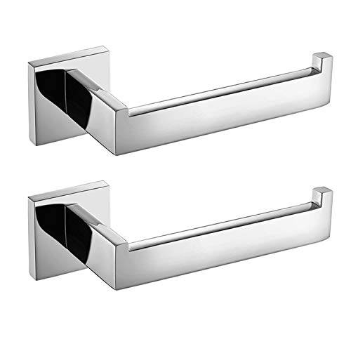 Product Cover ThinkTop 2pcs Luxury 304 Stainless Steel Chrome Finished Toilet Paper Holder Roll Quadrate Wall Mounted Mirror Polished Bathroom Accessories