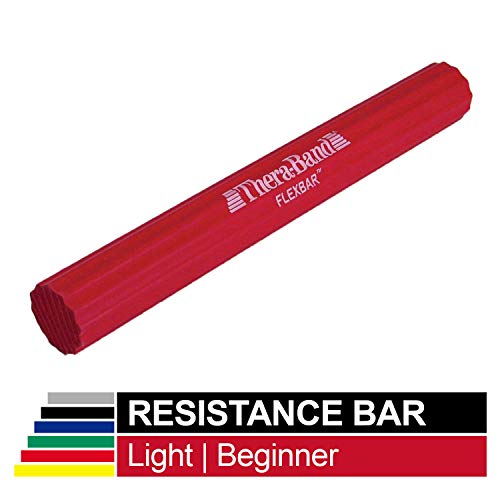 Product Cover TheraBand FlexBar, Tennis Elbow Therapy Bar, Relieve Tendonitis Pain & Improve Grip Strength, Resistance Bar for Golfers Elbow & Tendinitis, Red, Light, Beginner