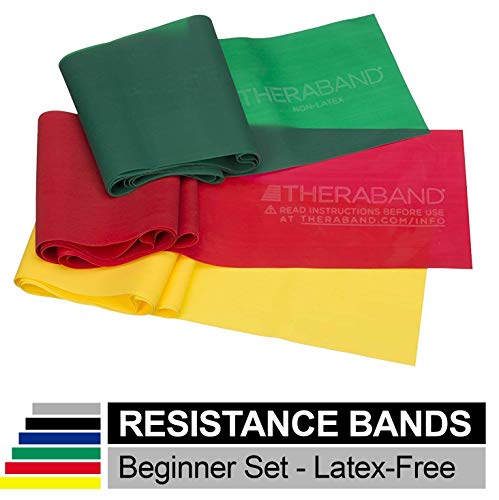 Product Cover TheraBand Resistance Bands Set, Professional Non-Latex Elastic Band For Upper & Lower Body Exercise, Strength Training without Weights, Physical Therapy, Lower Pilates, Rehab, Beginner & Advanced