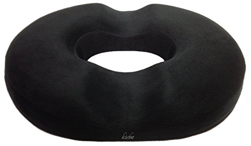 Product Cover Kieba Hemorrhoid Treatment Donut Tailbone Cushion, Prostate Pillow, Pregnancy, Post Natal, Bed Sores, Coccyx, Sciatica, 18 Inches. Ultra Premium Comfort Foam (Black)