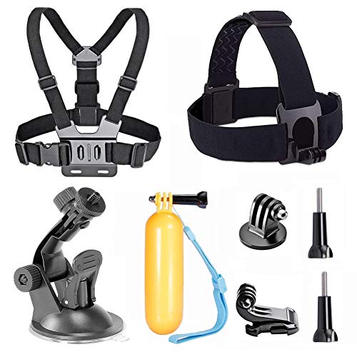 Product Cover TEKCAM Action Camera Accessory Kits Bundle Head Strap Chest Harness Car Mount Floating Hand Grip Compatible with Gopro Hero 8 7 6/AKASO EK7000 Brave 4 4K/Crosstour/Campark/APEMAN 4k Waterproof Camera