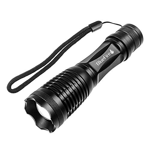 Product Cover BlueFire 1200 Lumen Super Bright CREE XM-L2 LED Handheld Flashlight with Adjustable Focus and 5 Light Modes, Outdoor LED Torch, Tactical Flashlight for Camping & Hiking
