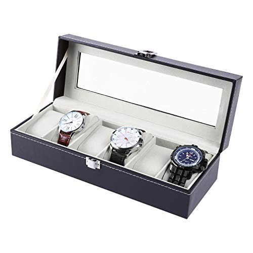 Product Cover Ohuhu Watch Case Display, 6 Slot Watch Case Holder PU Leather Watches Storage Box, Birthday Presents for Men and Women