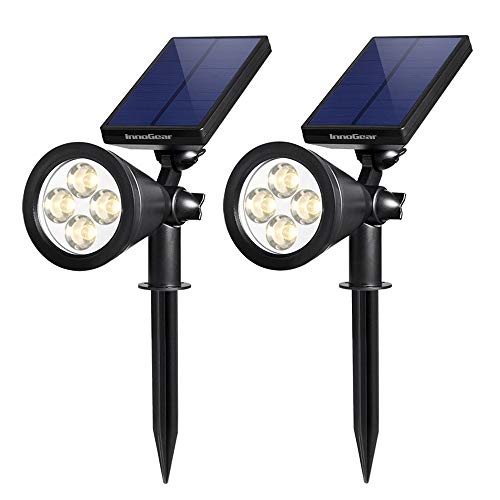 Product Cover InnoGear Upgraded Solar Lights 2-in-1 Waterproof Outdoor Landscape Lighting Spotlight Wall Light Auto On/Off for Yard Garden Driveway Pathway Pool,Pack of 2 (Warm White)