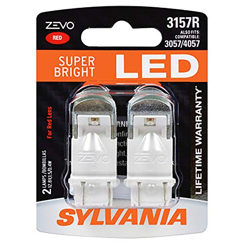 Product Cover SYLVANIA - 3157 ZEVO LED Red Bulb - Bright LED Bulb, Ideal for Stop and Tail Lights (Contains 2 Bulbs)