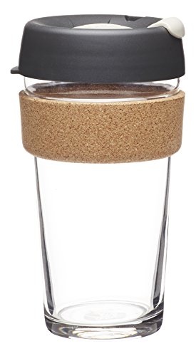 Product Cover KeepCup 16oz Reusable Coffee Cup. Toughened Glass Cup & Natural Cork Band. 16-Ounce/Large, Press - Brew Cork