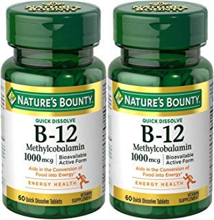 Product Cover Natures Bounty Methylcobalamin B12 Microlozenge Tablets, 1000 mcg, 120 Count (2 X 60 Count Bottles)