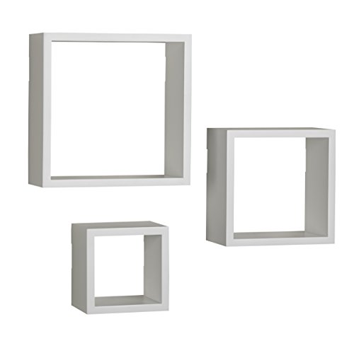 Product Cover Melannco Floating Wall Mount Square Cube Shelves, set of 3, White - 5140525