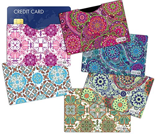 Product Cover (6) RFID Blocking Sleeves Credit Card Holder, Vera Bradley Inspired to Protect Your Identity from Theft (Variety 2)