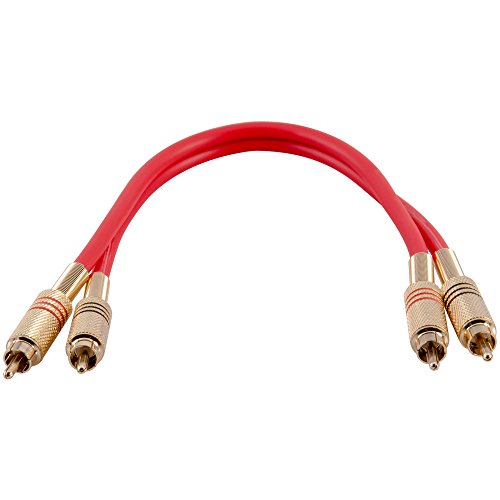 Product Cover Seismic Audio Premium Red 1 Foot Dual RCA Male Audio Patch Cable (SAPRCA1-RD)