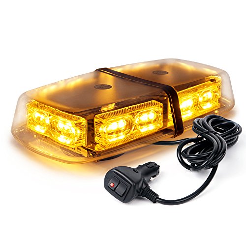 Product Cover Xprite Amber Yellow 36 LED Emergency Strobe Lights Mini Bar 16 Flashing Modes Warning Beacon Light w/Magnetic Base for Law Enforcement Hazard Vehicles, Trucks, Snow Plow, Construction Cars