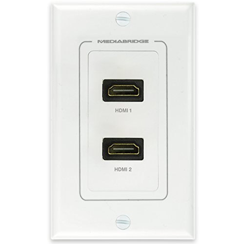 Product Cover Mediabridge HDMI Wall Plate (2 Port) - Supports 4K, 3D, ARC - Limited TIME Offer: Free Low Voltage Metal Mounting Bracket (1-Gang) - 2-Piece Inset Wall Plate for 2 HDMI (Part# WP1-HDMIX2)