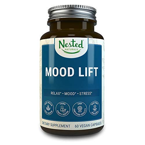 Product Cover Mood Lift | Relaxation, Stress and Temporary Anxiety Relief Supplements | 60 Vegan Capsules | Naturally Sourced Ingredients | Serotonin Enhancer Complex Pills with 5-HTP, L-Methionine and Magnesium