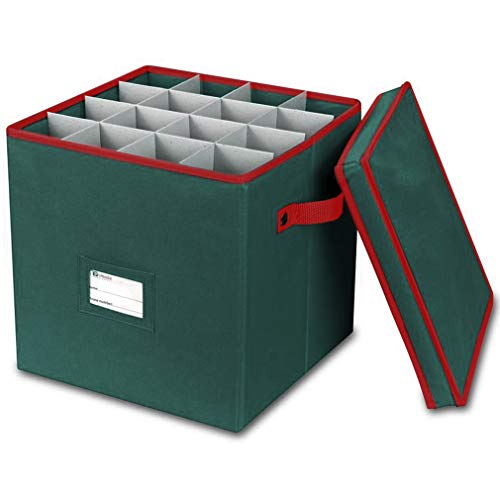 Product Cover Primode Holiday Ornament Storage Box, 4 Layers, Fits 64 Ornaments Balls, Constructed of Durable 600D Oxford Material (Green)