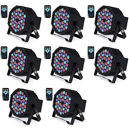 Product Cover DJ Lights Missyee 36 X 1W RGB LEDs DJ LED Uplighting Package Sound Activated Stage Par Lights with Remote Control Compatible with DMX, 9 Modes LED Up Lights for Wedding Event Party Festival (8 Pack)