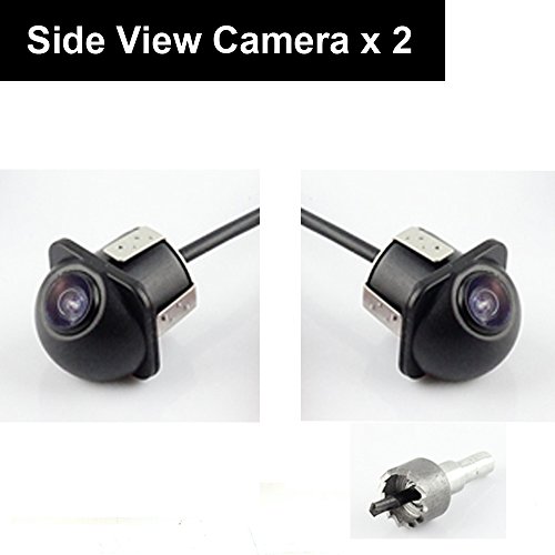 Product Cover Pair Car Auto 20mm Hole Drilling Side View Camera Side Mirror Mount Reverse Mirrored Image with No Parking Assistance Lines Cam Safe Turning No Blind Spot for Car Monitor Stereo RCA - Pack of 2