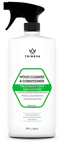 Product Cover Wood Cleaner, Conditioner, Wax & Polish - Spray for Furniture & Cabinets - Removes Stains & Restores Shine - Wax & Oil Polisher - Works on Stained & Unfinished Surfaces - 18 OZ - TriNova