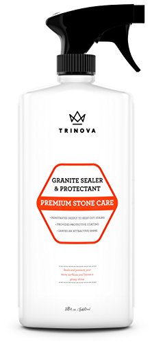 Product Cover Granite Sealer & Protector - Best Stone Polish, Protectant & Care Product - Easy Maintenance for Clean Countertop Surface, Marble, Tile - No Streaks, Stains, Haze, or Spots - 18 OZ - TriNova