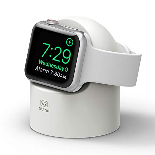 Product Cover elago W2 Stand (White) Compatible with Apple Watch Series 5, Series 4, Series 3, 2, 1 / 44mm, 42mm, 40mm, 38mm - Supports Nightstand Mode, Cable Management, Scratch-Free Silicone