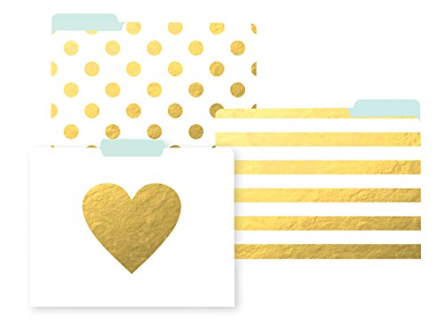 Product Cover C.R. Gibson White And Gold Cute File Folders Chic ,11.5'' L x 9.5'' W, 9 File Folders