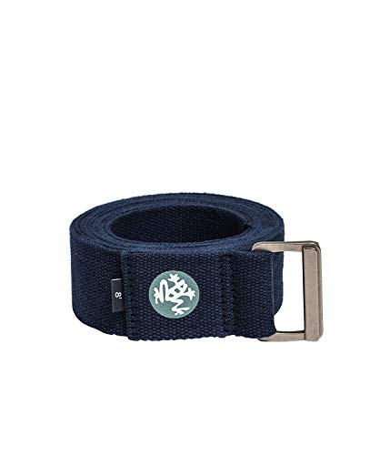 Product Cover Manduka Align Yoga Strap - Strong, Durable Cotton Webbing with Adjustable Buckle for Secure, Slip-Free Support for Stretching, Yoga, Pilates and General Fitness., Midnight, 8 Feet