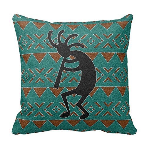 Product Cover HenryOutletShop Kokopelli Southwest Turquoise Y:104 Cotton Throw Square Pillow Case Cushion in 4545CM