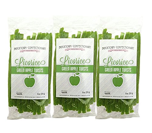Product Cover Green Apple Licorice - 3 PACK - FAT FREE Old Fashioned Gourmet Licorice Twists - A Must Try Quality Licorice Candy with Unique Flavor Unlike Any Other - 1 1/2 pounds total