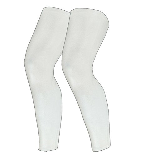 Product Cover MAKLULU Compression Leg Sleeves, 1 Pair for Men, Women - Full Length Stretch Long Sleeve, Non-Slip Inner Bands-XL(White)