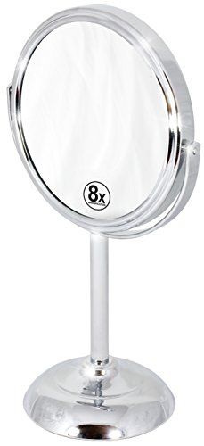 Product Cover Decobros 6-inch Tabletop Two-Sided Swivel Vanity Mirror with 8x Magnification, 11-inch Height, Chrome Finish