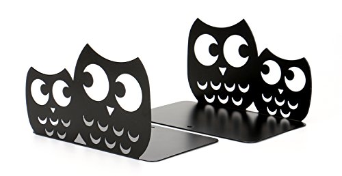 Product Cover Fasmov Owls Nonskid Bookends Cute Bookends Art Bookends,1 Pair (Black)