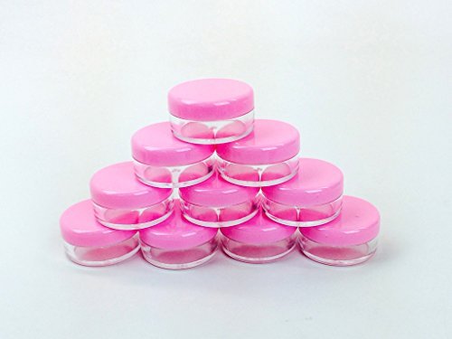 Product Cover (Quantity: 50 Pcs) Beauticom 5 G/5 Ml High Quality Clear Plastic Cosmetic Container Jars With Pink Lids
