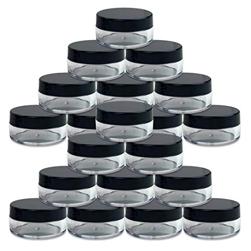 Product Cover (Quantity: 20 Pieces) Beauticom 10G/10ML Round Clear Jars with Black Lids for Lotion, Creams, Toners, Lip Balms, Makeup Samples - BPA Free