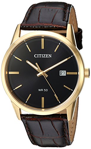 Product Cover Citizen Men's Quartz Stainless Steel and Leather Casual Watch, Color:Brown (Model: BI5002-06E)