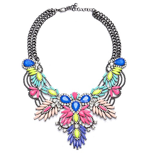 Product Cover Lovage Colorful Resin Bubble Bib Statement Necklace Bohemian Chunky Collar Jewelry