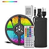 Product Cover HOMELYLIFE 32.8ft RGB LED Strip Lights Super Bright Waterproof 600 LED SMD 5050 Tape Light Color Changing Full Kit with 44 Keys IR Remote Control+24V Power Supply LED Lighting for Party Kitchen Indoor