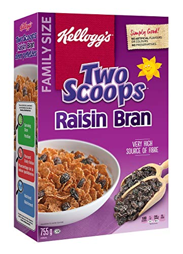 Product Cover Kellogg's, Two Scoops, Raisin Bran Cereal, 755g/27oz, Imported from Canada}