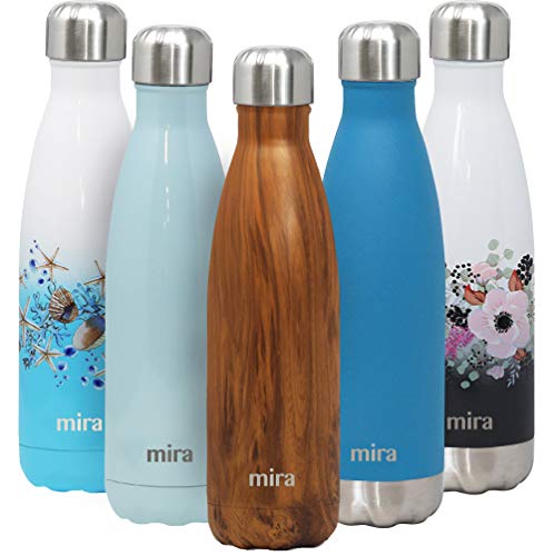 Product Cover MIRA 17 Oz Stainless Steel Vacuum Insulated Water Bottle | Double Walled Cola Shape Thermos | 24 Hours Cold, 12 Hours Hot | Reusable Metal Water Bottle | Leak-Proof Sports Flask | Wood