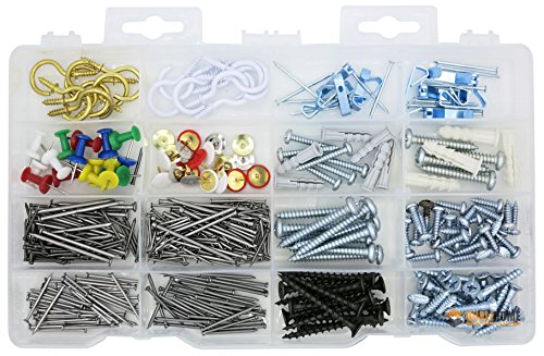 Product Cover Qualihome Household Repair and Hanging Kit: Screws, Nails, Wall Anchors, Cup Hooks, Picture Hangers, Push Pins, and More