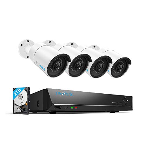 Product Cover Reolink 4MP 8CH PoE Video Surveillance System, 4pcs Wired Outdoor 1440P PoE IP Cameras, 5MP 4MP Supported 8 Channel NVR Security System with 2TB HDD for 24/7 Recording RLK8-410B4