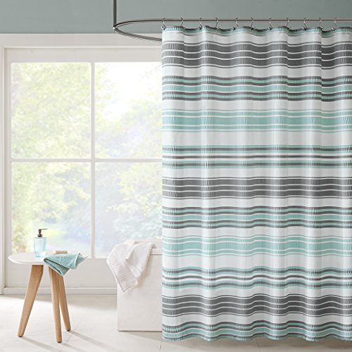 Product Cover Intelligent Design ID70-803 Ana Puckering Stripe Shower Curtain 72x72 Aqua