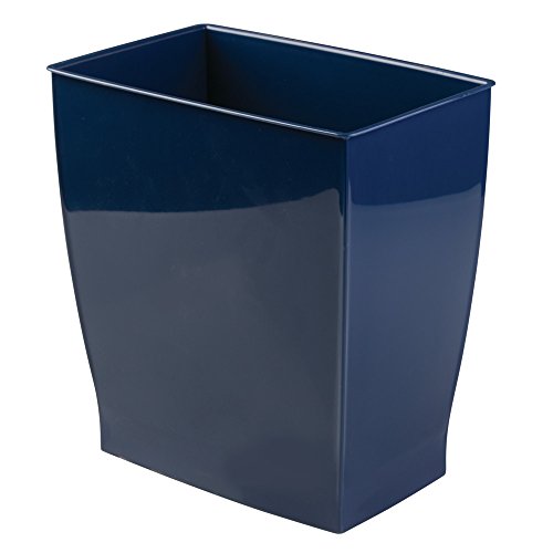 Product Cover iDesign Spa Rectangular Trash, Waste Basket Garbage Can for Bathroom, Bedroom, Home Office, Dorm, College, 2.5 Gallon, Navy