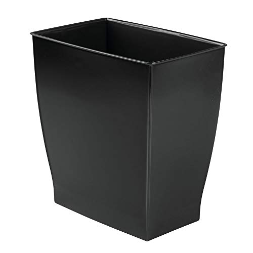 Product Cover iDesign Spa Rectangular Trash Can, Waste Basket Garbage Can for Bathroom, Bedroom, Home Office, Dorm, College, 2.5 Gallon, Black
