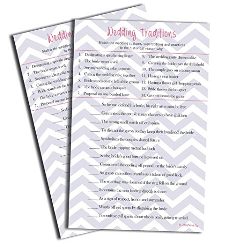 Product Cover 50 Wedding Tradition Game (50-sheets) Bridal Showers, Engagement Party, Rehearsal Dinner, Bachelorette Party, Hen's Night, Wedding
